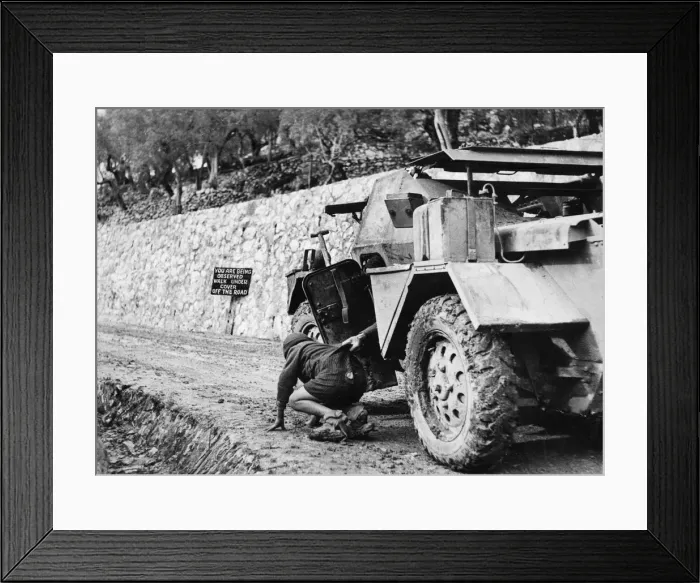 Framed Print : A little Italian boy, an evacuee from the Mount Cairo district in Lazio, Italy