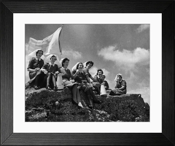 Framed Print : British Red Cross nurses who are administering to the wounded Allied soldiers barely one