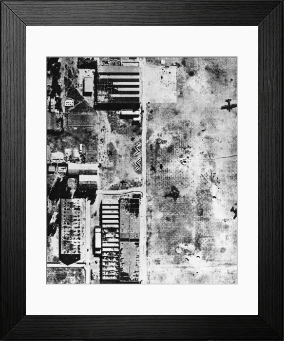Framed Print : Wrecked enemy aircraft on Tunis airfield, after Allied air attacks Framed Print : Wrecked enemy aircraft on Tunis airfield, after Allied air attacks