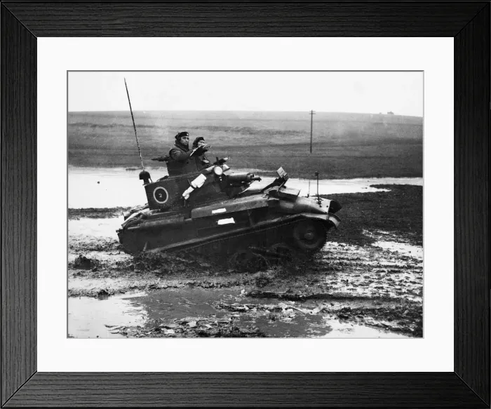 Framed Print : A light tank in heavy country. during, training exercise somewhere in England Framed Print : A light tank in heavy country. during, training exercise somewhere in England