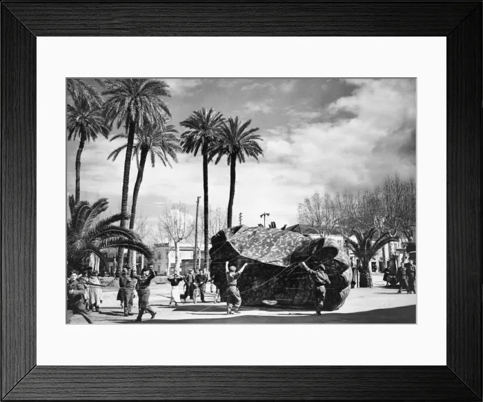 Framed Print : Retrieving an parachute in North Africa. 8th of April 1943 Framed Print : Retrieving an parachute in North Africa. 8th of April 1943
