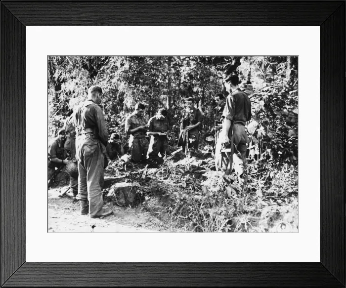 Framed Print : Burial of British soldier killed by Japanese sniper in a service held by Fr. H. E. Ralph Framed Print : Burial of British soldier killed by Japanese sniper in a service held by Fr. H. E. Ralph