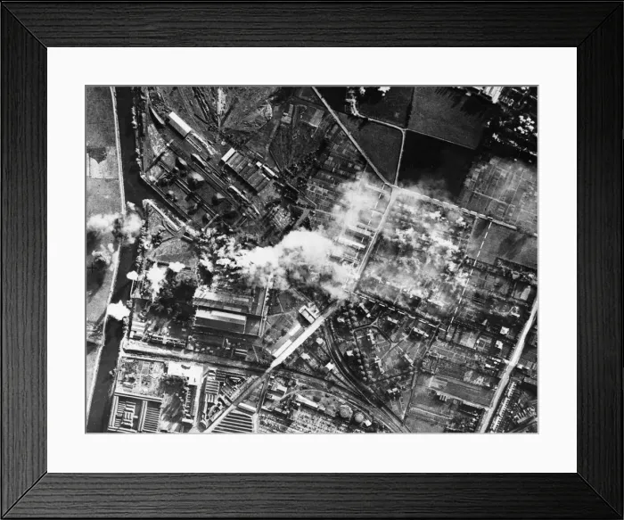 Framed Print : Daylight attack by bombers of the RAF on the town of Comines