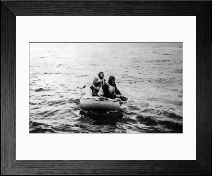 Framed Print : German plane down off the South East coast. The crew of the Heinkel sea plane in their Framed Print : German plane down off the South East coast. The crew of the Heinkel sea plane in their