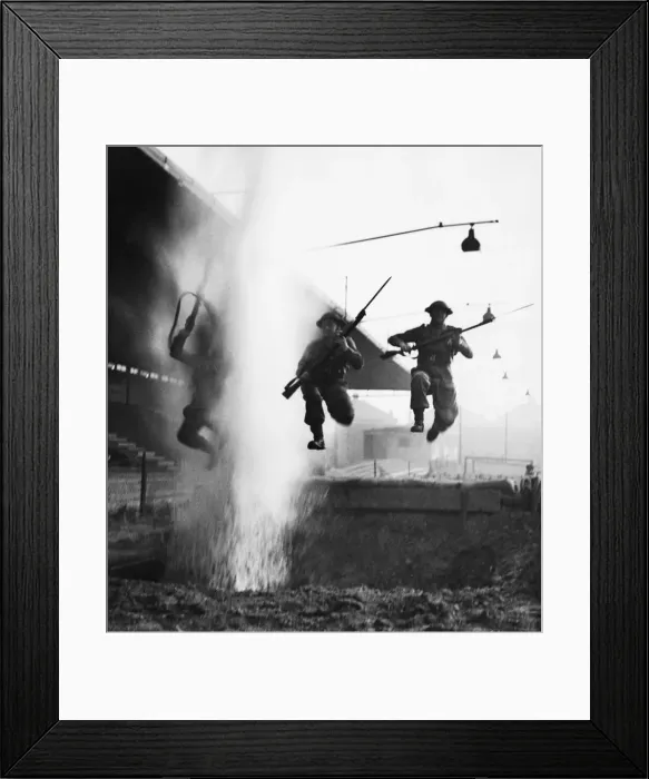 Framed Print : Royal Army Service Cadets in training. (Picture) Cadets taking the water jump under