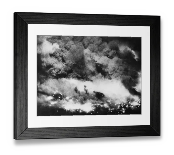 Framed Print : A Bomber Command Lancaster attack on an enemy communications centre at Heilbronn during