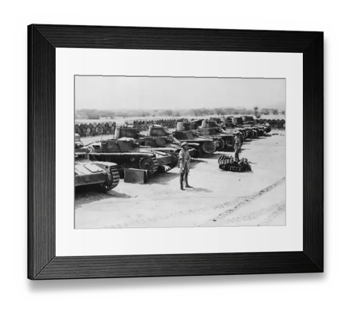 Framed Print : Light tanks captured when the British took Agordat, Eritrea during Second World War