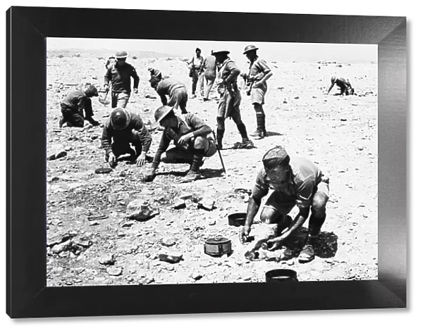 Western Desert British troops laying a minefield in one of the forward positions