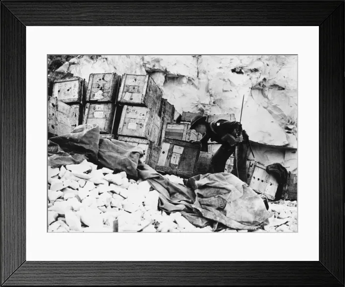 Framed Print : Captured petrol and oil dump in Derna during Second World War. 2nd March 1941 Framed Print : Captured petrol and oil dump in Derna during Second World War. 2nd March 1941