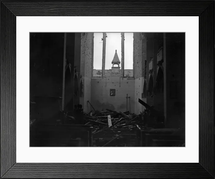 Framed Print : The burnt out remains of the altar and nave of St Agathas Church, Sparkbrook Framed Print : The burnt out remains of the altar and nave of St Agathas Church, Sparkbrook