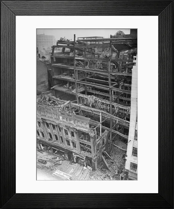 Framed Print : The burnt out shell of the Marshall and Snelgroves Department Store, New Street Framed Print : The burnt out shell of the Marshall and Snelgroves Department Store, New Street