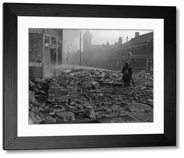 Framed Print : Firemen dampening down the burnt out shell of the Dobson & Crowther factory, Aston Road Framed Print : Firemen dampening down the burnt out shell of the Dobson & Crowther factory, Aston Road