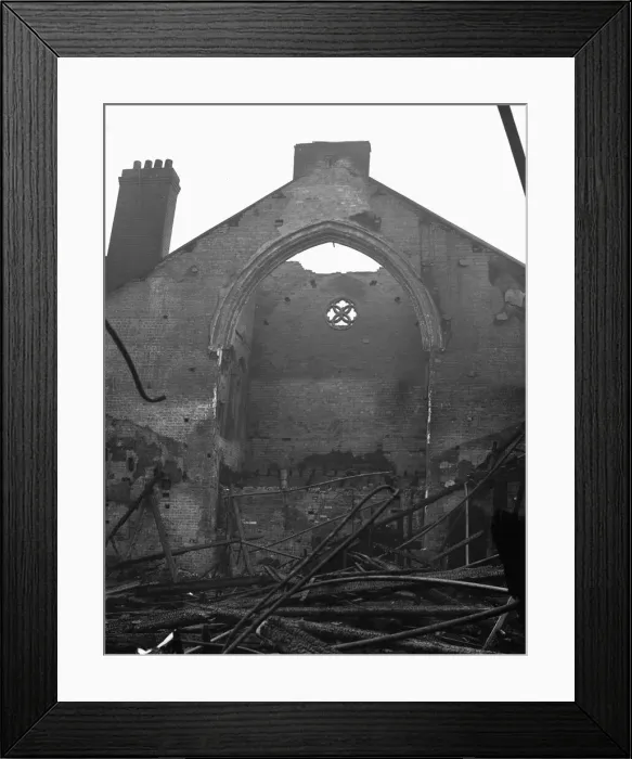 Framed Print : The burnt out remains of the Methodist Church, Bristol Street, Birmingham Framed Print : The burnt out remains of the Methodist Church, Bristol Street, Birmingham