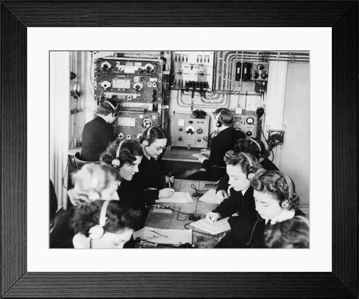 Framed Print : Wireless Telegraphists in training transcribing messages in Morse code