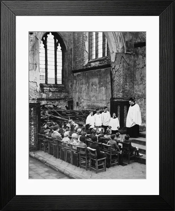Framed Print : A church service conducted at St. Bartholomews Church in London. 20th April 1942 Framed Print : A church service conducted at St. Bartholomews Church in London. 20th April 1942