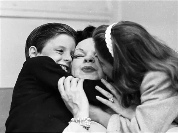 Judy Garland in London with her children Joey and Lorna Luft. 1960