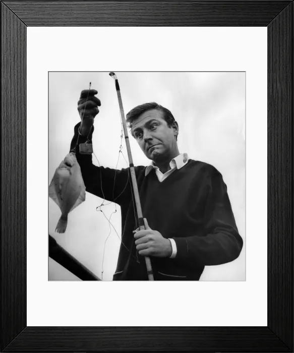 Framed Print : Des O Connor fishing off Blackpools North Pier. August 1966 Framed Print : Des O Connor fishing off Blackpools North Pier. August 1966
