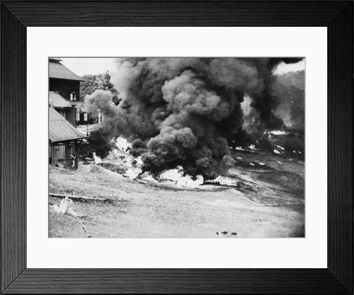 Framed Print : Pursuing a scorched earth'policy the British forces in Malaya have burnt Framed Print : Pursuing a scorched earth'policy the British forces in Malaya have burnt