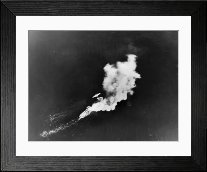 Framed Print : Hit by a bomber plane of RAF Coastal Command, an enemy vessel off the coast of Norway Framed Print : Hit by a bomber plane of RAF Coastal Command, an enemy vessel off the coast of Norway