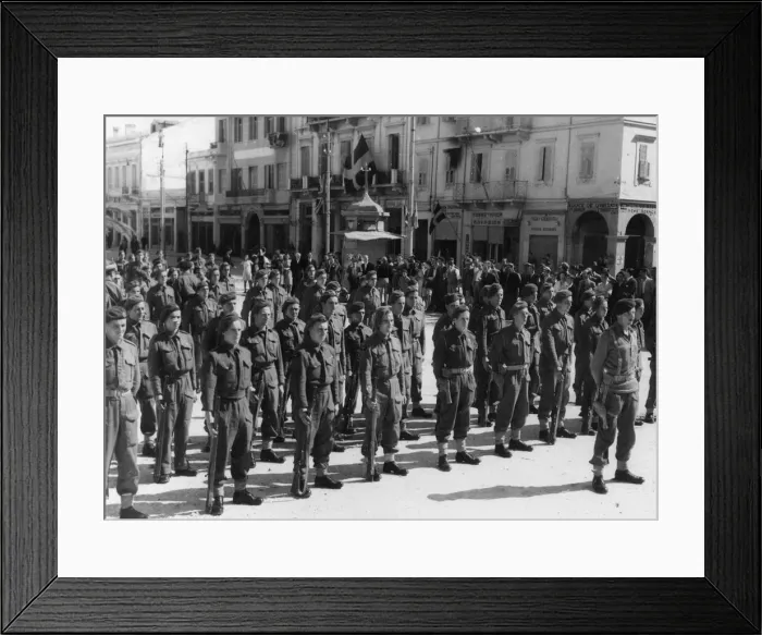 Framed Print : Some members of the RAF regiment who took part in the battle of Patras were inspected Framed Print : Some members of the RAF regiment who took part in the battle of Patras were inspected