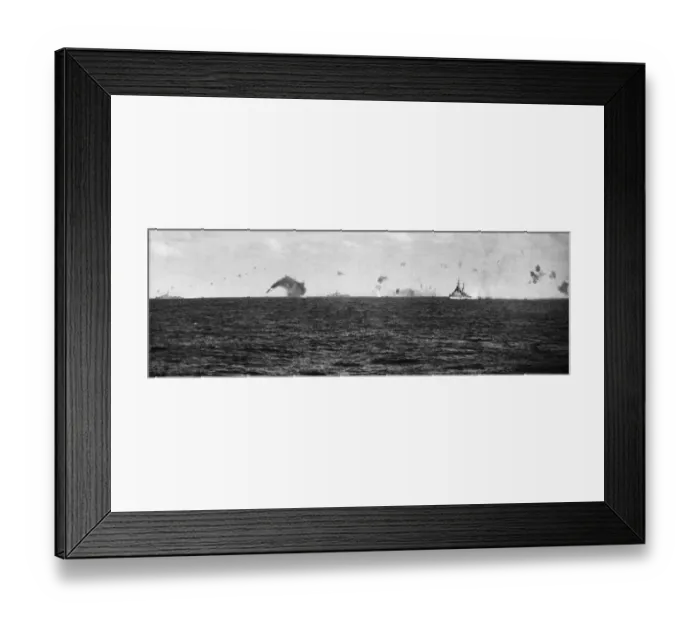 Framed Print : A Savoia bomber of the Italian Air Force crashes in to the sea after a failed attack Framed Print : A Savoia bomber of the Italian Air Force crashes in to the sea after a failed attack