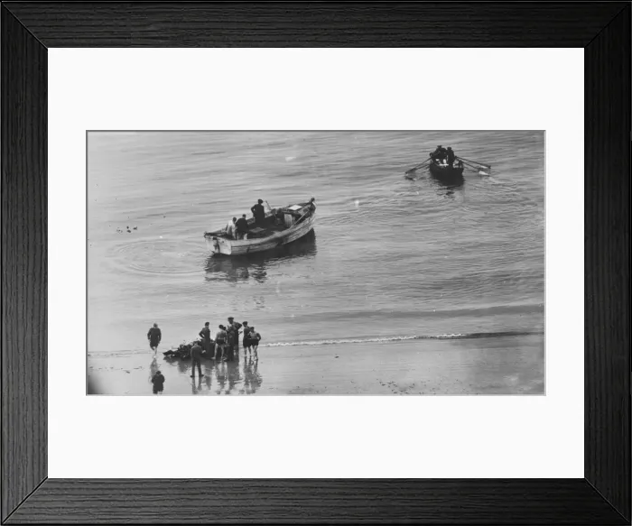 Framed Print : Salvaging parts from the sea, after a batter in the skies. 1st August 1940