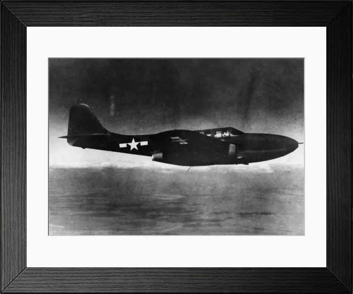 Framed Print : The first US jet propelled plane, the P-59 Airacomet is shown in a test flight Framed Print : The first US jet propelled plane, the P-59 Airacomet is shown in a test flight