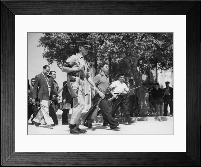 Framed Print : Sicilian civilians hand over arms to British soldiers. 17th August 1943 Framed Print : Sicilian civilians hand over arms to British soldiers. 17th August 1943