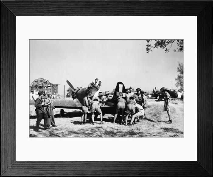 Framed Print : A Kittyhawk squadron of the Royal Australian Air Force have moved into a villa which was