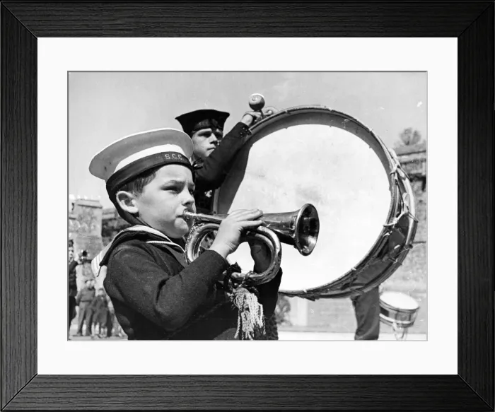 Framed Print : The mascot of Worthing Sea Cadets Band is 7 year old Leonard Banbridge Framed Print : The mascot of Worthing Sea Cadets Band is 7 year old Leonard Banbridge