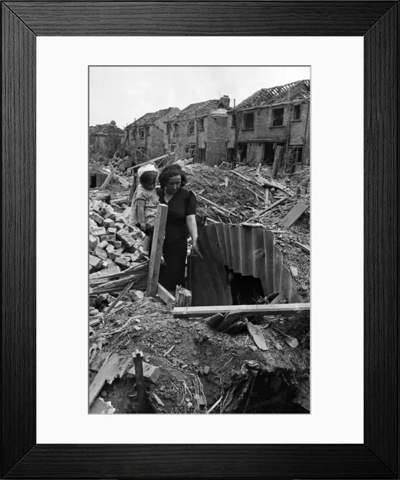Framed Print : When an F bomb demolished Mrs Rayners home she was in an Anderson shelter yards Framed Print : When an F bomb demolished Mrs Rayners home she was in an Anderson shelter yards