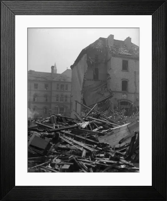 Framed Print : Damage to Erdington House hospital following a raid on the city. 21st October 1940