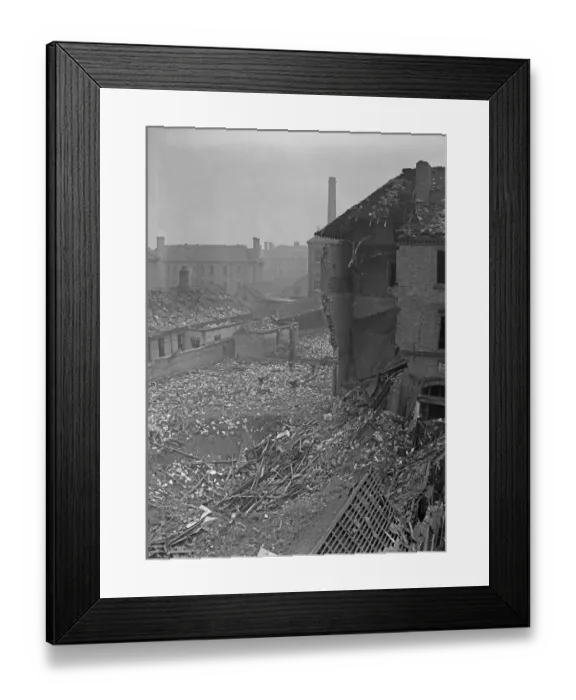 Framed Print : Crater in the courtyard of Erdington House Hospital, which caused substantial damage to Framed Print : Crater in the courtyard of Erdington House Hospital, which caused substantial damage to