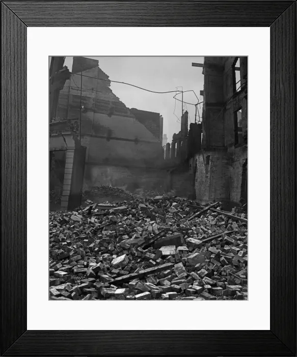Framed Print : The burnt out shell of Lawrence Brothers Manufacturers, 45 Dudley Street Framed Print : The burnt out shell of Lawrence Brothers Manufacturers, 45 Dudley Street