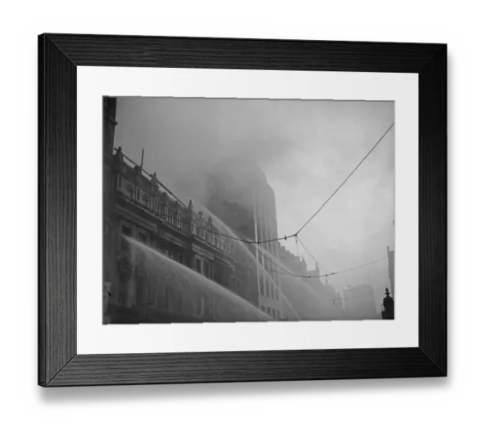 Framed Print : Firemen fight a fire at Marshall & Snellgroves department store, New Street, Birmingham Framed Print : Firemen fight a fire at Marshall & Snellgroves department store, New Street, Birmingham