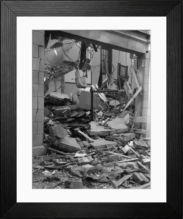 Framed Print : Damage to The Arcade in Coventry following a raid on the city. 13th October 1940 Framed Print : Damage to The Arcade in Coventry following a raid on the city. 13th October 1940