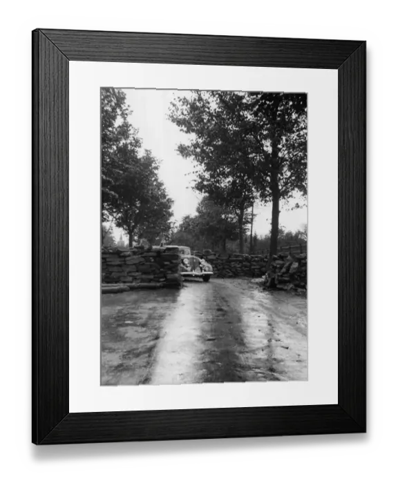 Framed Print : Picture taken on the roads near the Belgium - Luxembourg border showing barricades with Framed Print : Picture taken on the roads near the Belgium - Luxembourg border showing barricades with