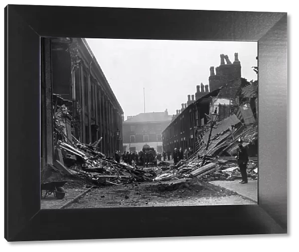 Scene near Salford Town Hall following an air raid by the German Luftwaffe