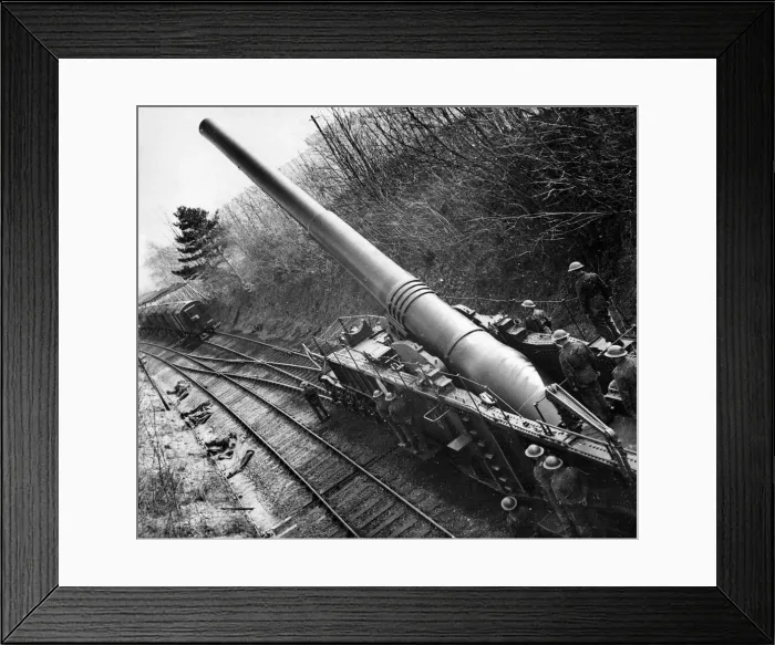 Framed Print : One of the worlds biggest guns, a super-heavy railway mounting gun Framed Print : One of the worlds biggest guns, a super-heavy railway mounting gun