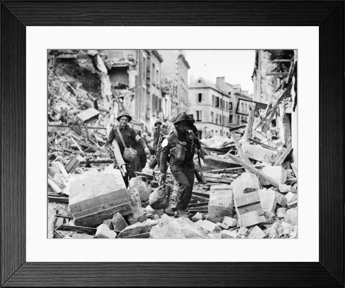 Framed Print : British and Canadian troops captured the city of Caen in Northern France after a massive Framed Print : British and Canadian troops captured the city of Caen in Northern France after a massive