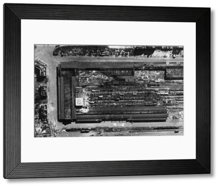 Framed Print : RAF reconnaissance photographs taken after the two major attacks by aircraft of Bomber Framed Print : RAF reconnaissance photographs taken after the two major attacks by aircraft of Bomber