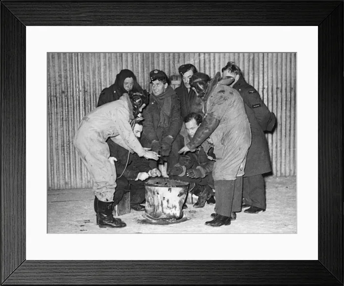 Framed Print : RAF men work in Arctic conditions in France. This picture was taken at night when
