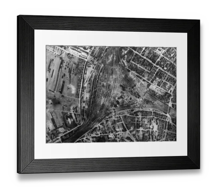 Framed Print : At Metz, in enemy occupied France, thee unit bay workshops and three locomotive Framed Print : At Metz, in enemy occupied France, thee unit bay workshops and three locomotive