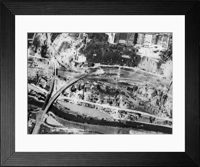 Framed Print : Several direct hits have considerably damaged the triangular junction
