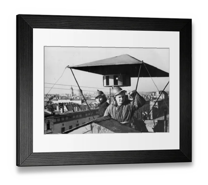 Framed Print : Women of Leningrads fire fighting service keep watch over their city during Framed Print : Women of Leningrads fire fighting service keep watch over their city during
