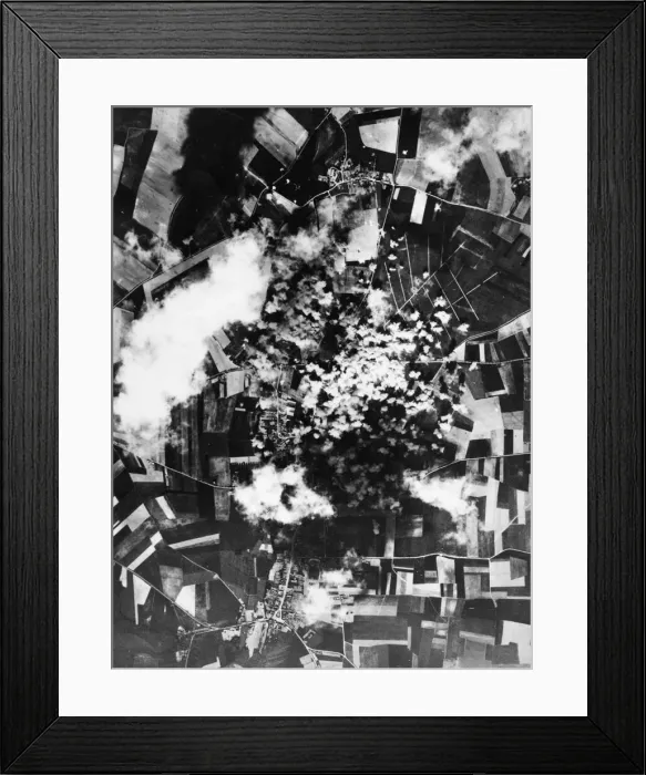 Framed Print : One of the heaviest concentration of bombs ever delivered against single target by bomber