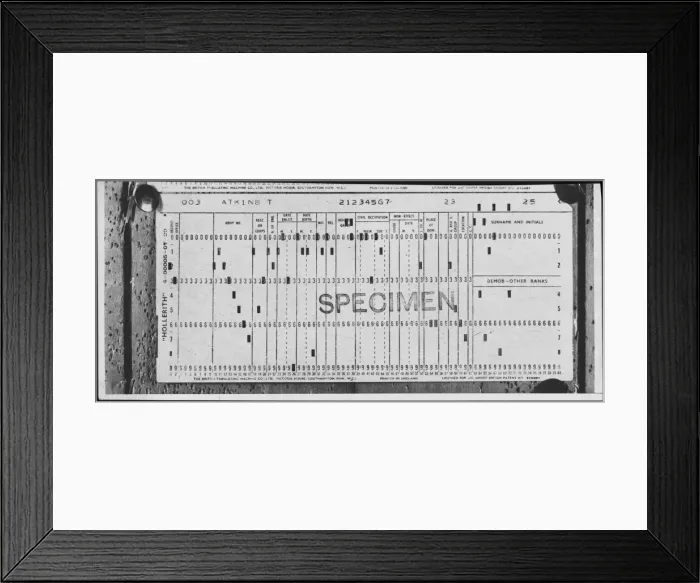 Framed Print : War Office Central Index Card. Picture taken 22nd November 1944