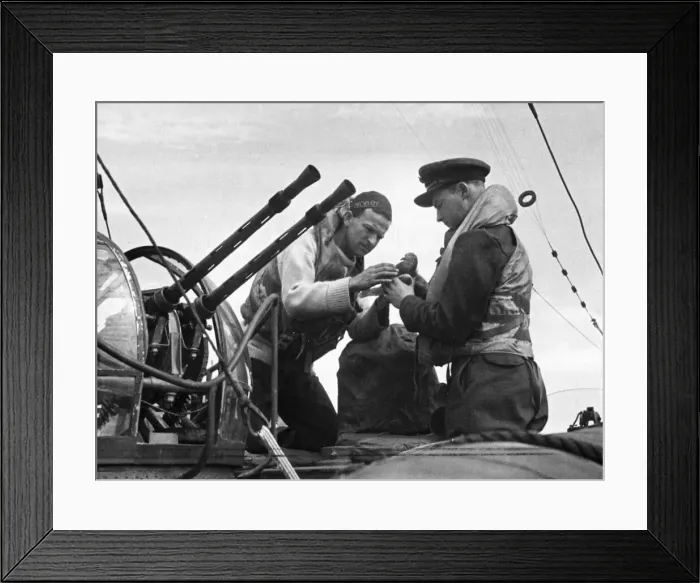 Framed Print : Captain of the HSL of the Air Sea Rescue Service, about to release a carrier pigeon now Framed Print : Captain of the HSL of the Air Sea Rescue Service, about to release a carrier pigeon now