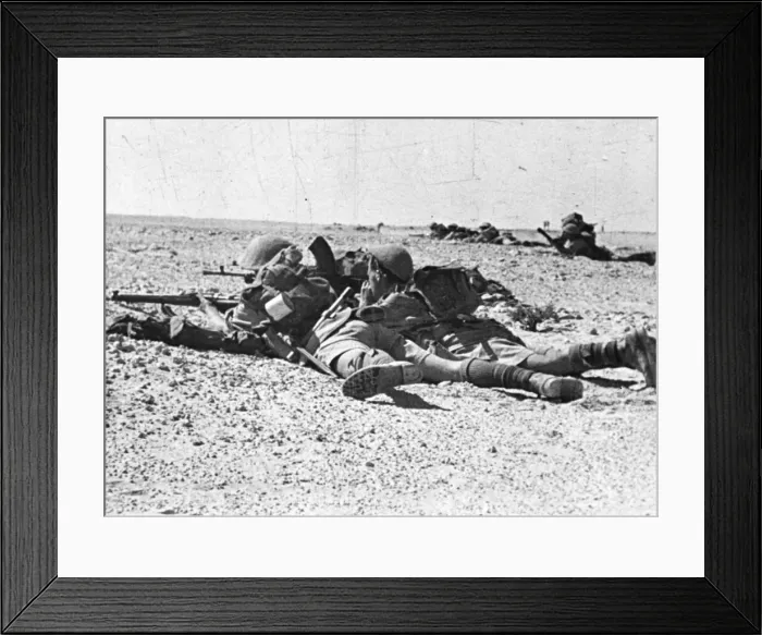 Framed Print : A scene enlarged from the film Desert Victory Framed Print : A scene enlarged from the film Desert Victory