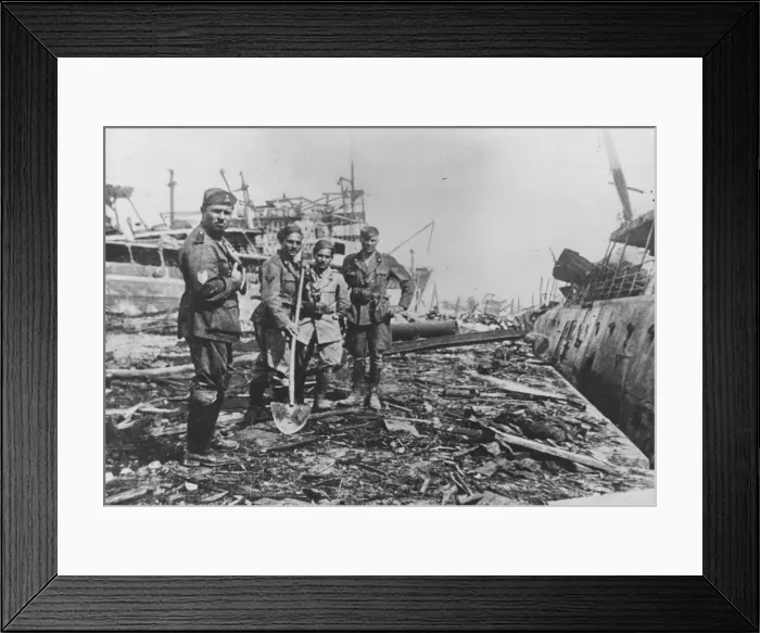 Framed Print : The Royal Airforce bombing of Tripoli, Libya. Picture shows Axis (enemy Framed Print : The Royal Airforce bombing of Tripoli, Libya. Picture shows Axis (enemy